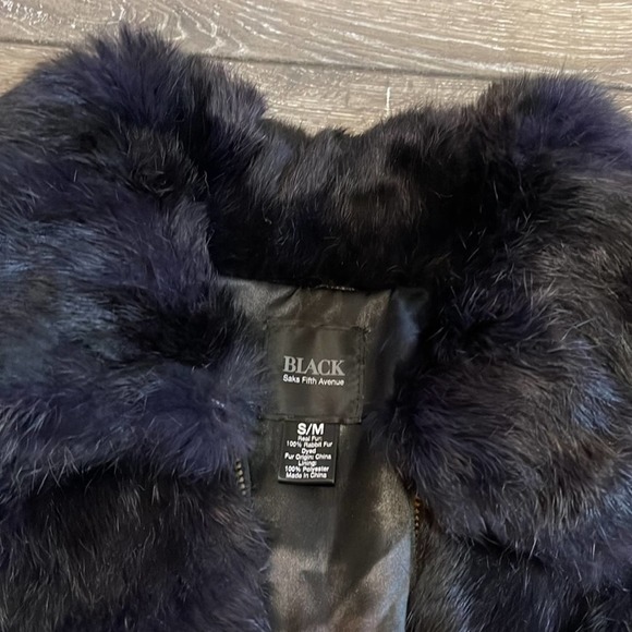 Saks Fifth Avenue Black Label 100% Rabbit Fur Zip Up Vest Women’s Size S/M - Picture 3 of 8